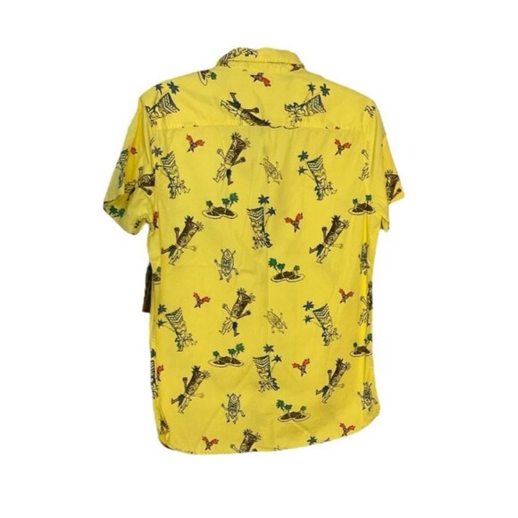 Hang Ten Men's Hawaiian Shirt Tiki 100% Cotton Yellow Size Medium - Picture 2 of 5